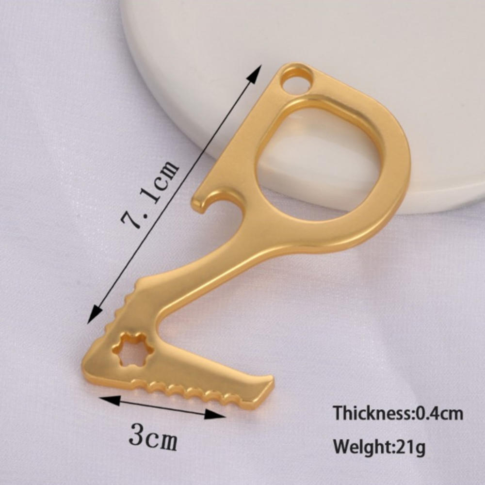 Multi-functional Anti-contact Key Chain Protection Against Epidemic And Anti-virus Easy Pull Button Isolation Portable Door Open: Red