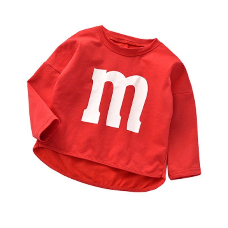 T-shirt manches longues pour bébés garçons | En coton, printemps-automne dessin animé lettres M, hauts enfants tee-Shirt couleurs de bonbons T Shirt pour tout-petits filles 1-6T