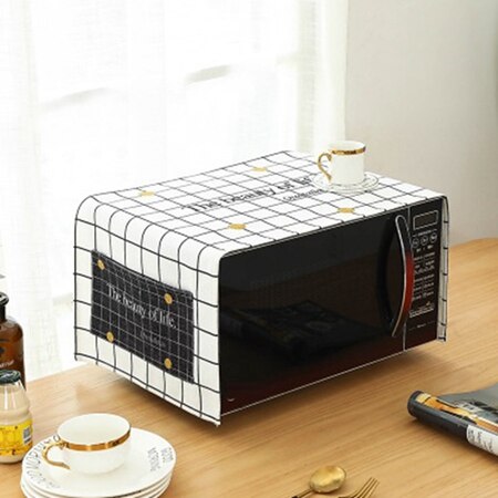 Cubierta de horno de microondas nórdico grueso impermeable tela de horno de algodón de lino cubierta de polvo para el hogar accesorios de cocina accesorios suministros: B
