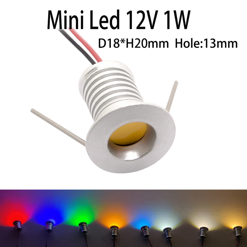 Foco decorativo para habitación, 1W, 0,5 W, Mini foco Led de 12V, regulable, 13Mm, empotrado, escaparate, iluminación de exhibición, luz para coche y Camping