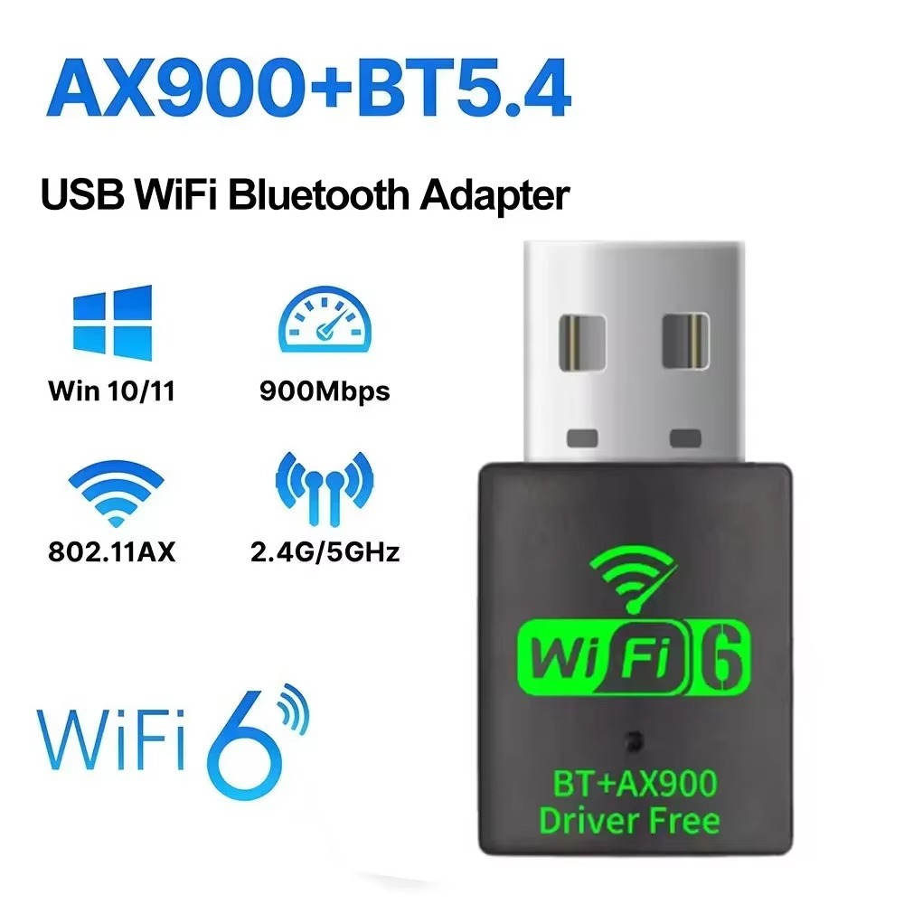 AX900 Wifi 6 Mini USB Dongle Scheda di rete BT 5.4 Ricevitore Dongle per Win 10/11 PC Dual Band 2.4G/5Ghz: WHITE