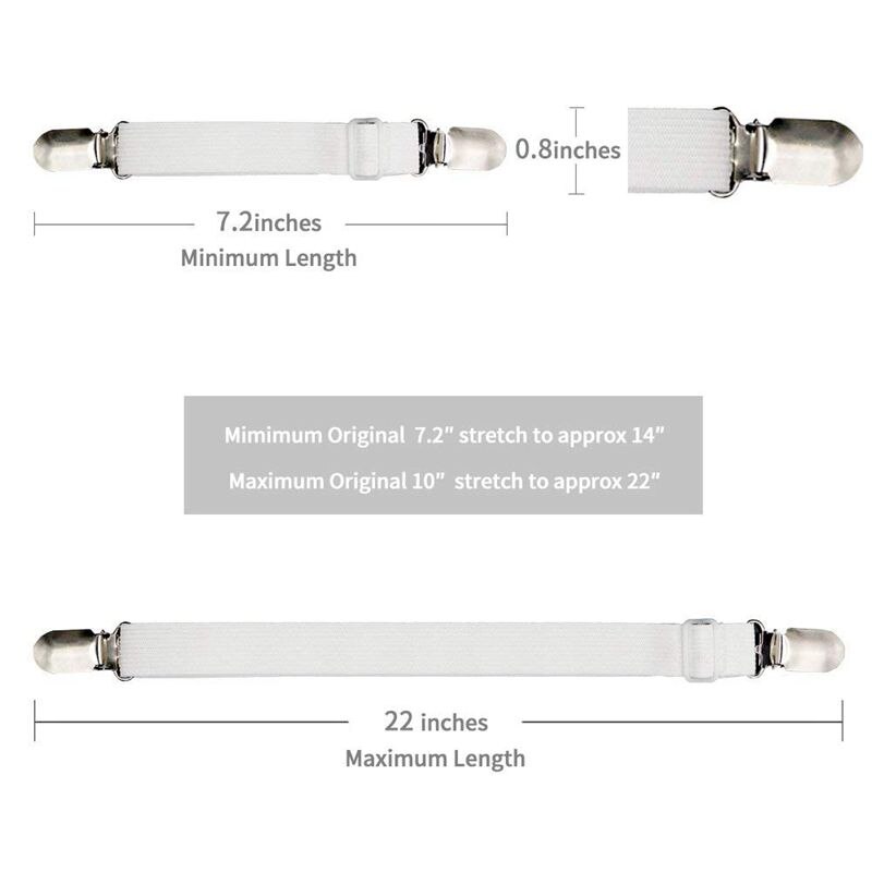 4x Bed Laken Spanner - Verstelbare Elastische Bevestigers Clips