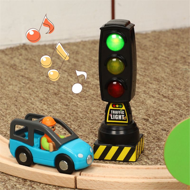 Singing Traffic Light Toy Traffic Signal Model Road Sign Suitable For Brio Train Children Track Series Toy Accessories