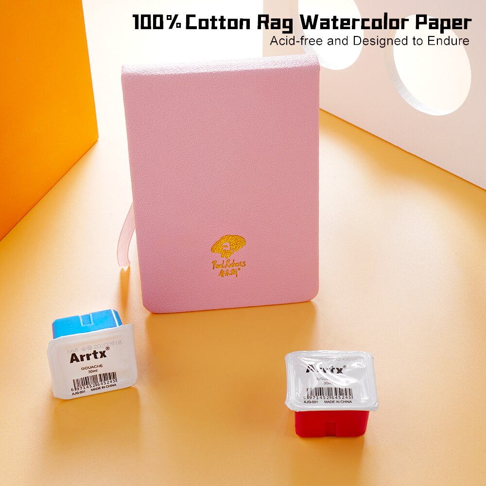 Arrtx 18 Colors Gouache Paint Sets 30ml Cute Jelly Cup Suitable for Hobbyist Artists Paint with Watercolor Paper Pad
