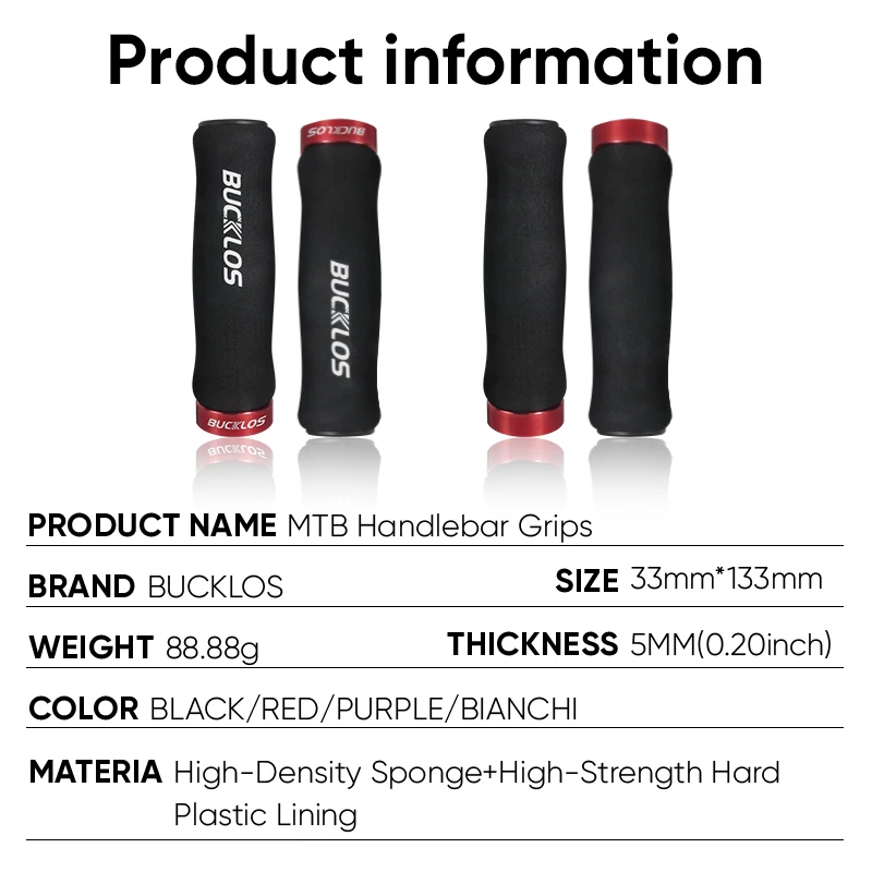 BUCKLOS Mtb Bicycle Grips Sponge Shock-absorbing Cycling Handlebar Sleeve Antislip Bike Handlebar Grip Comfort BMX Parts