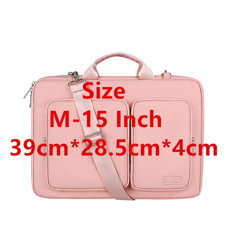 Wasserdicht Geschäft Männer Frauen Aktentasche 13 14 15 15,6 zoll Laptop Handtasche Kausalen Büro Schulter Taschen Computer Tasche: M-15 Zoll-Rosa