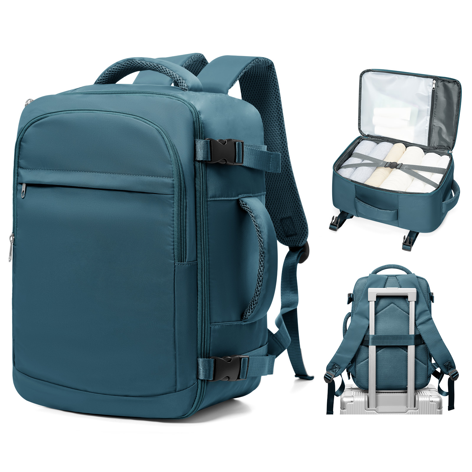 Sac à dos 40x30x20 sac de cabine sac à dos de voyage pour hommes femmes bagage à main loisirs sac à dos pour ordinateur portable, sac de voyage en avion sac à dos homme: Bleu