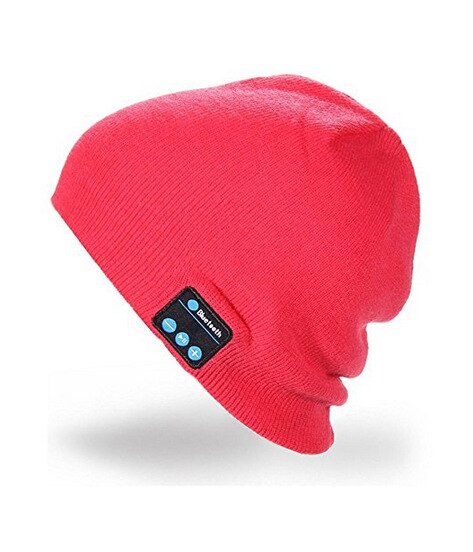 Wireless Bluetooth headphones ski hat cap Music Smart Caps Headset earphone helmet: Rose red