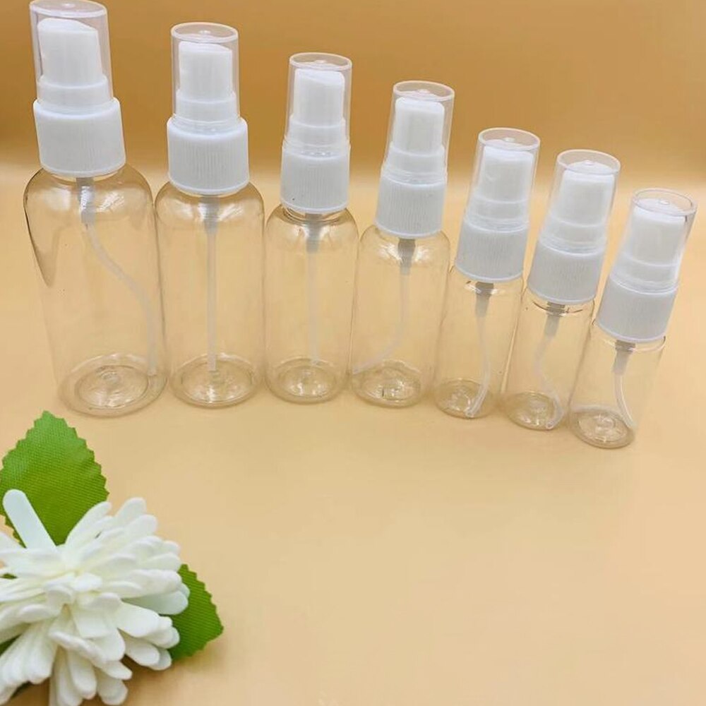 10-100ml bärbara genomskinliga tomma alkoholspray påfyllningsbar mini parfymflaska kosmetisk vätskebehållare plast atomizer pump