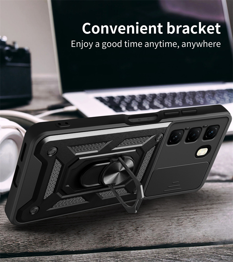 For Infinix 50 4G Case Shockproof Armor Slide Lens Protect Phone Case for Infinix Hot50 4G 6.78" Magnetic Holder Ring Cover