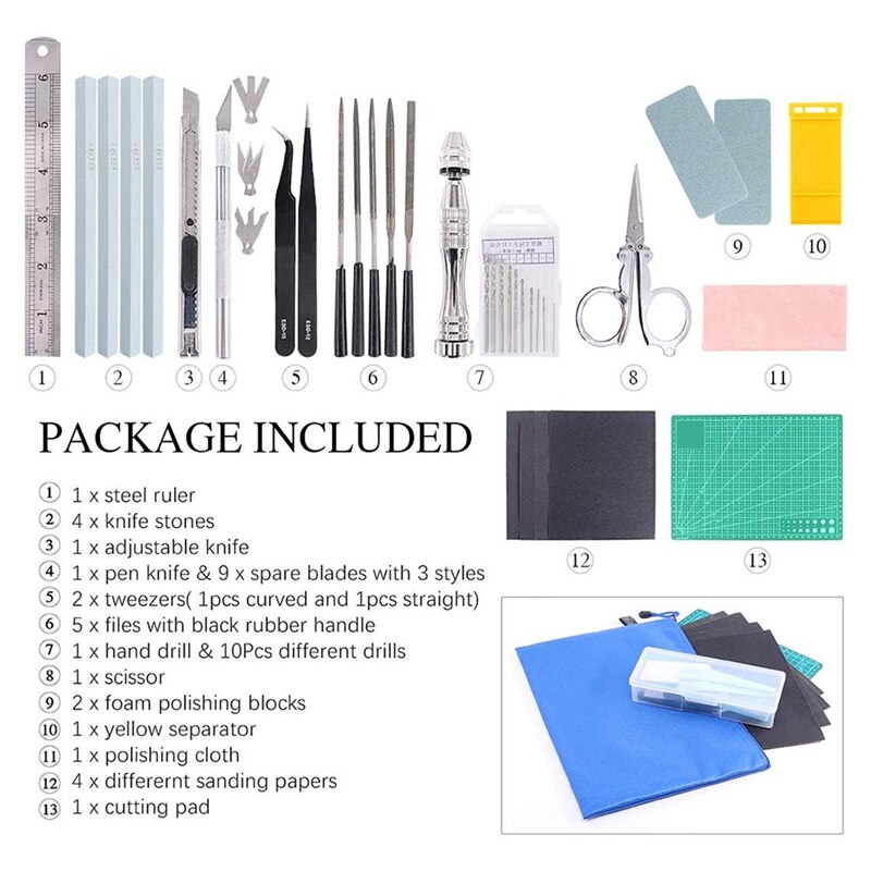 43 PCS Model Tools Kit Modeler Basic Tools Craft Set Hobby Building Tools Kit for Gundam Car Model Building Repairing and Fixing