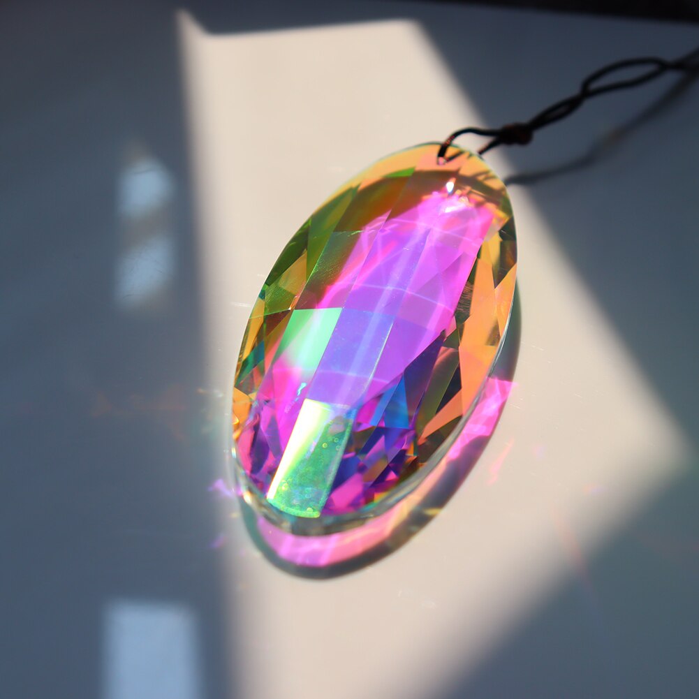 Crystal Windchimes Ornaments Heart Love Crystal Window Craft Outdoor Garden Hanging Pendant Wind Chimes Sun Catchers Decoration: 120mm Oval