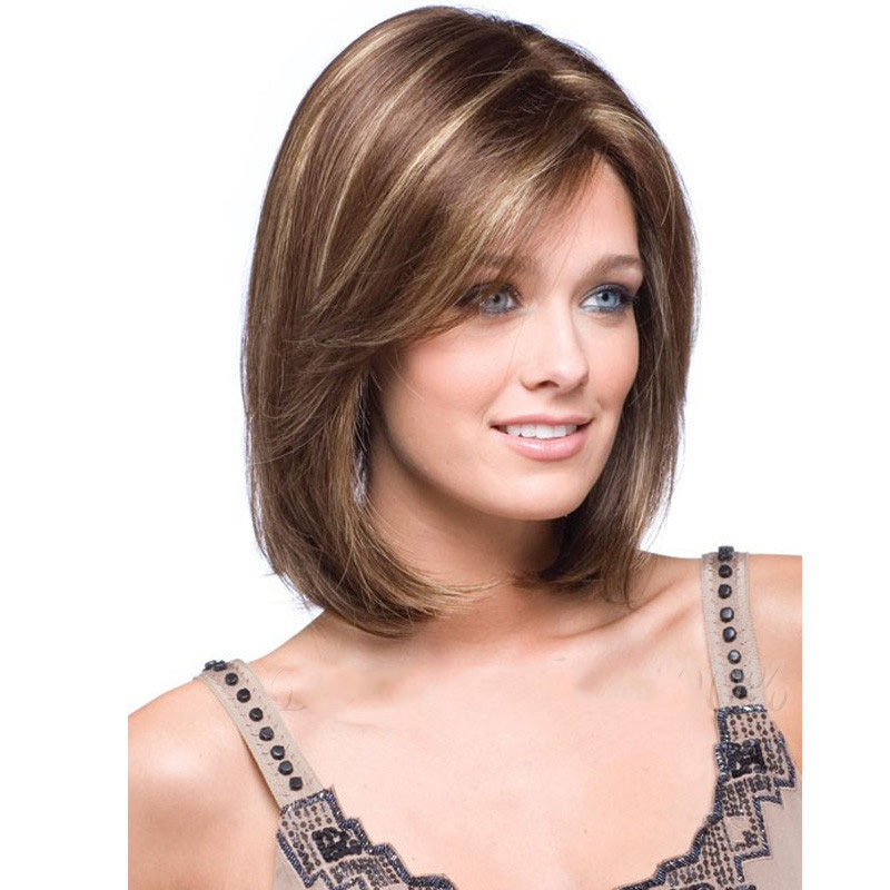 HAIRJOY Heat Resistant Synthetic Short Bobo Hair Wigs for Women Blonde Highlighted Wigs Cosplay Wigs