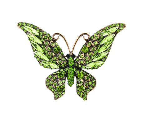 Weimanjingdian mærke smukke farver krystal sommerfugl broche nål til kvinder piger børn smykker: Grøn