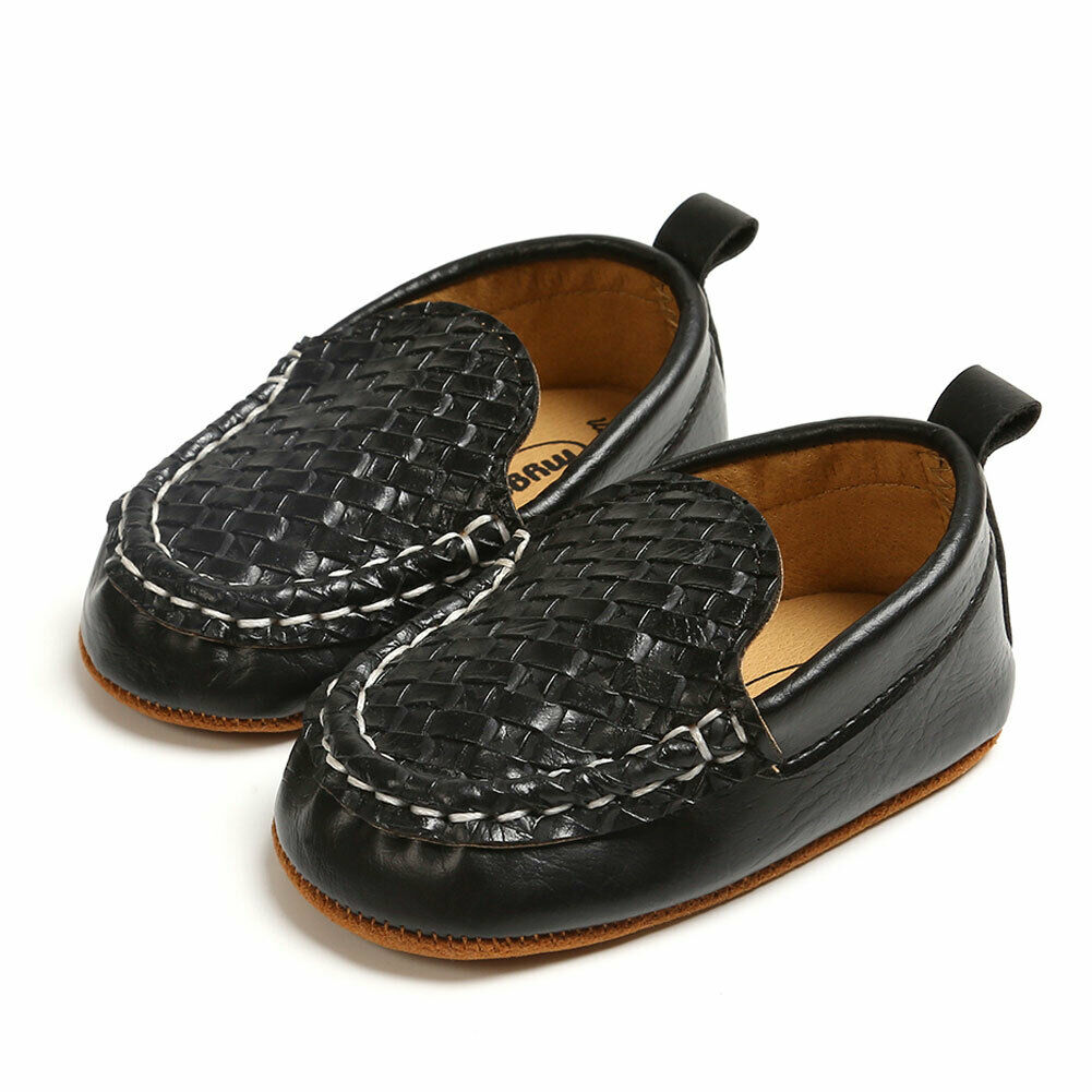 Baby First Walkers Kid Boy Girl Casual Loafer Flat Shoe Casual Baby Walk Trainner Boat Peas Shoes PU Solid Anti Slip Shoes