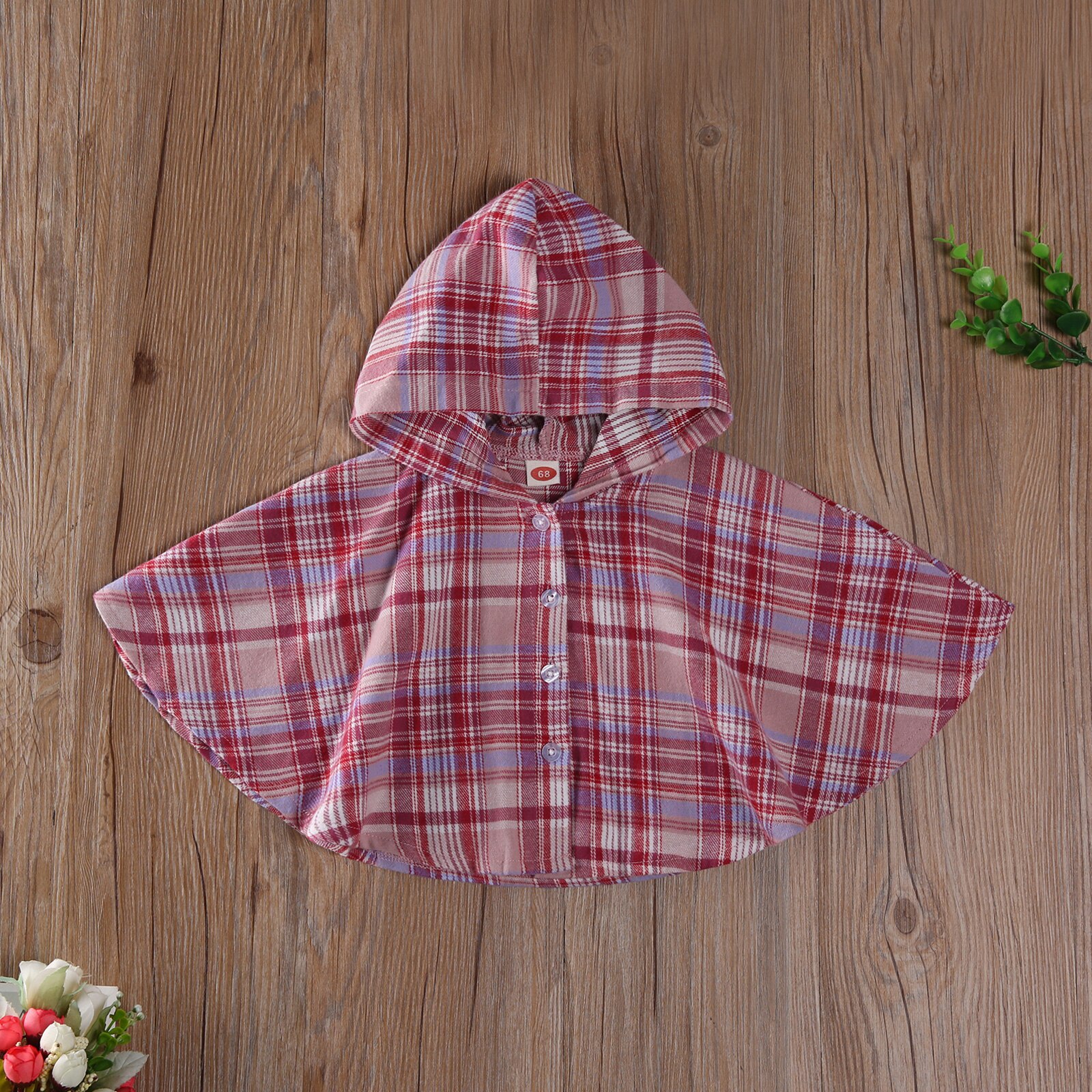 Herfst Herfst 0-24M Peuter Baby Meisje Roze Plaid Hooded Lange Mouwen Mantel Enkele Breasted Jas fall Kiel Casual Warm