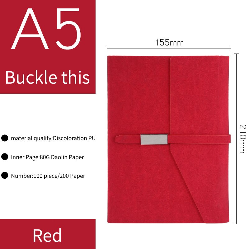 Notebook A5 gevoerd voor business werk: Rood