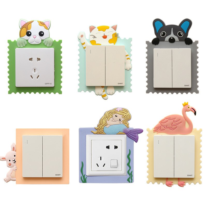 1pcs Cute Cartoon 3D Wall Silicon on Switch Stickers Children Luminous Switch Light Home Decoration