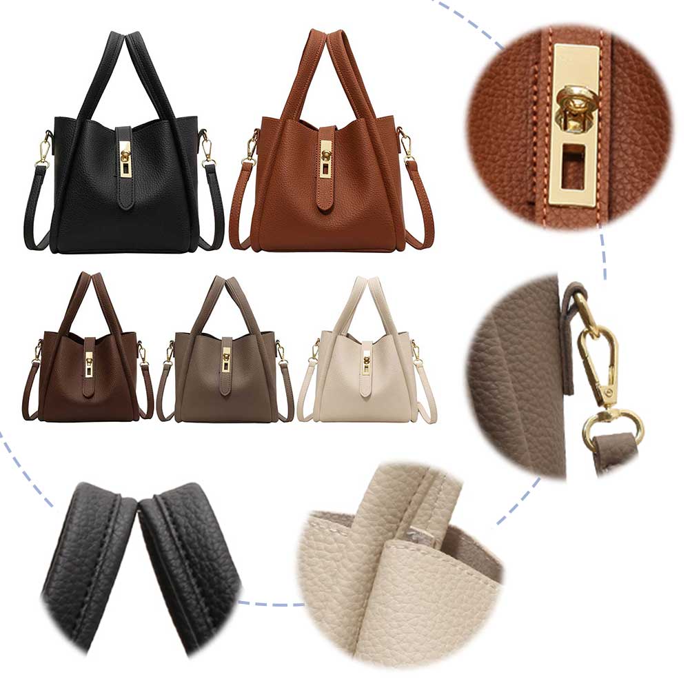 Eimertasche für Damen, Umhängetasche mit Magnetverschluss, PU-Leder, mit Innentasche, Korbtasche, Handtasche für Arbeit, Reisen