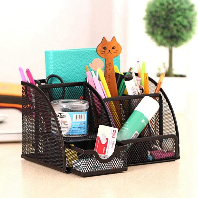 1pcs office stationery multi-function stationery pen holder grid storage box