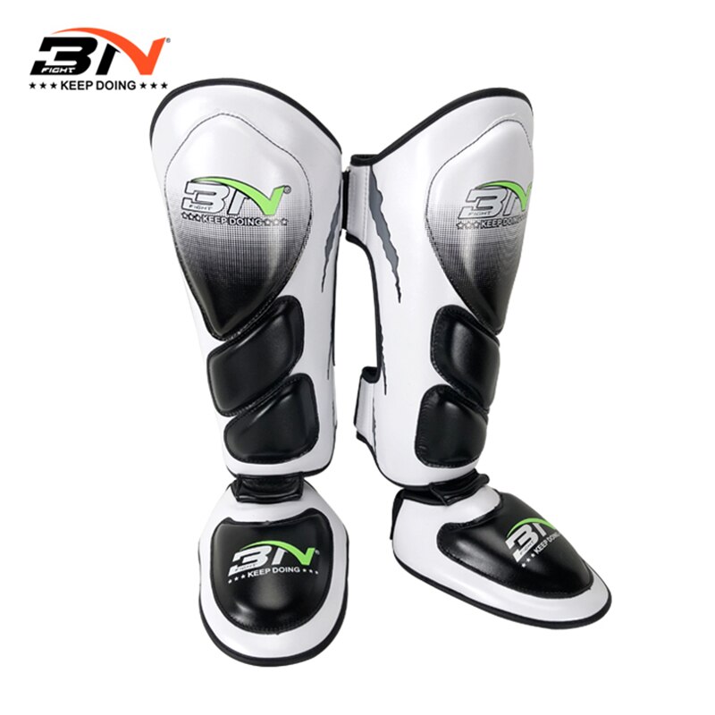 BN Thicker Boxing Shin Guards KickBoxing Fitness Anckle-support EVA Protection MuayThai Sanda Leg Shin Pad Taekwondo Guard: White / L 160cm to 190cm
