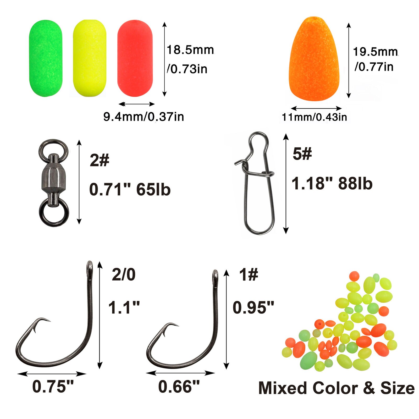 230pcs Pompano Rig Making Kit Surf Fishing Rig Float Bottom Rig Parts Snell Hook For Saltwater Fishiing Surf Fishing