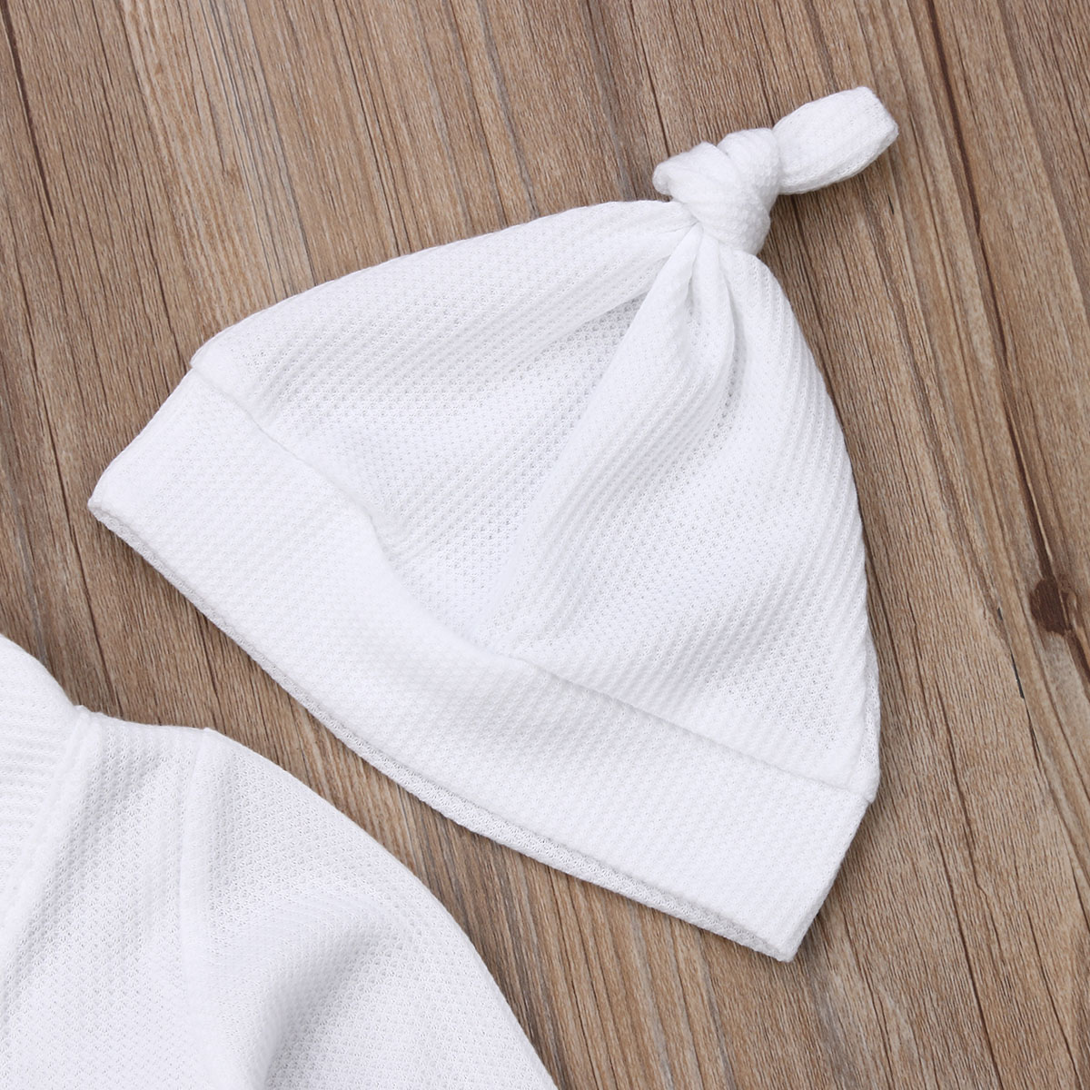 Baby Autumn Winter Clothing 0-18M Infant Baby Kid Boy Girl Knitted Romper Hat 2pcs Button White Single Breasted Jumpsuits