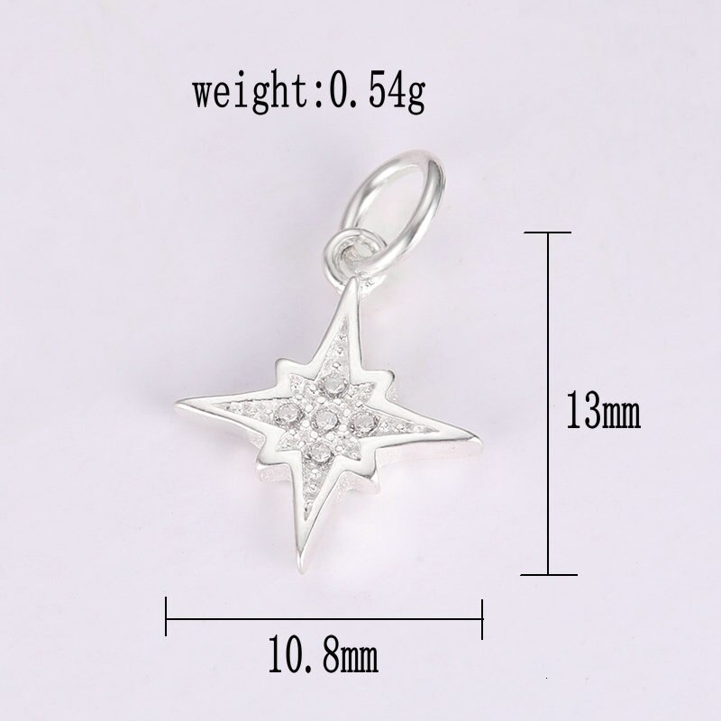 Micro Inlays 925 Sterling Zilveren Charms Star Hanger Voor Ketting Armband Maken Diy Vrouwen Kubieke Zirkoon Cz Hanger