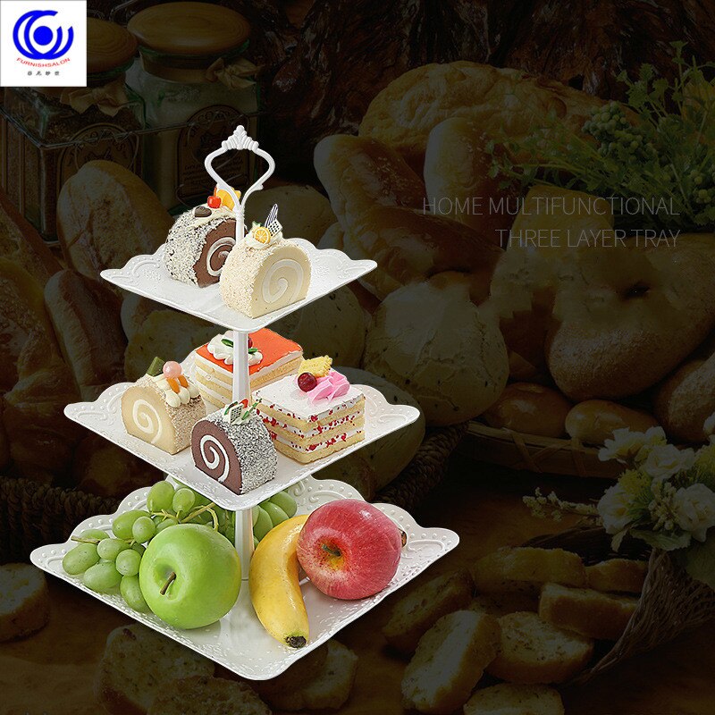 European three-story two-story fruit plate dry tray afternoon tea dessert trays baking table multi-story cake rack cafe tables