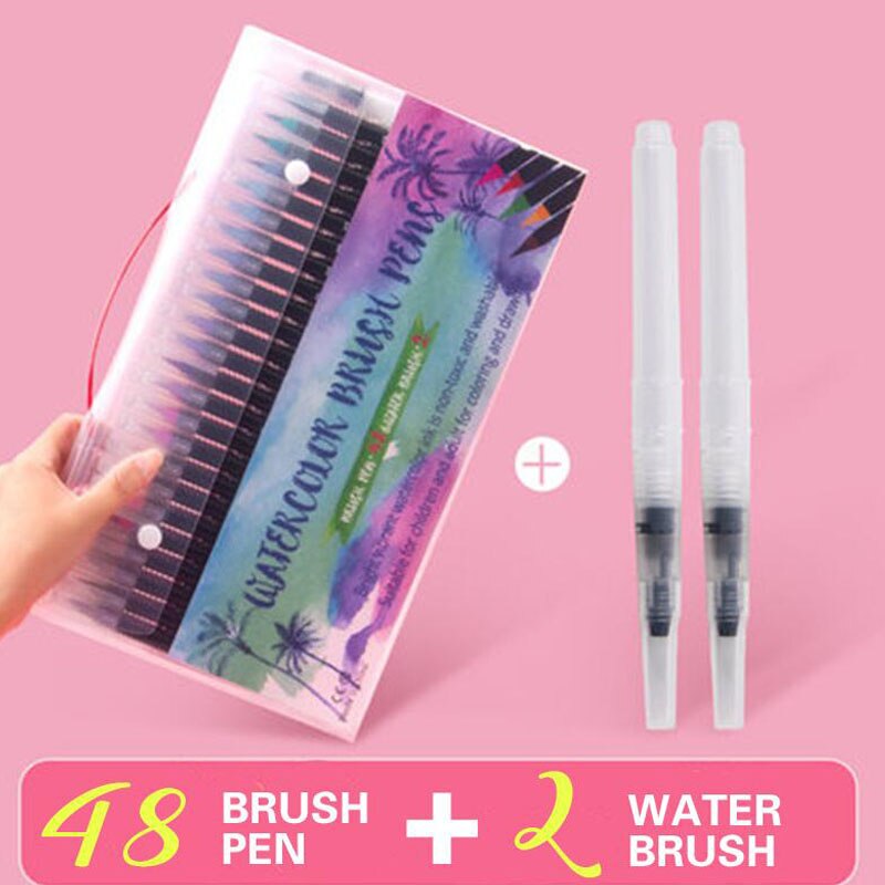 20/24/48 RealBrush Pens 0.4-2 MM Brush Watercolor Pens Drawing Coloring Books Manga Calligraphy Art Supplies Stationery: 48 colors