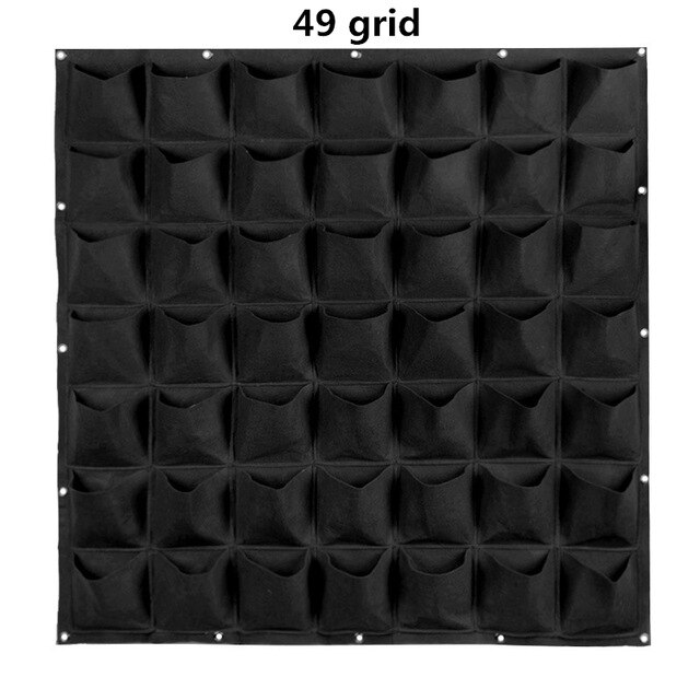 Wall Hanging Planting Bags 18/36/49/72 Pockets Green Grow Bag Planter Vertical Garden Vegetable Living Garden Bag Flowers Supply: 49 grid black