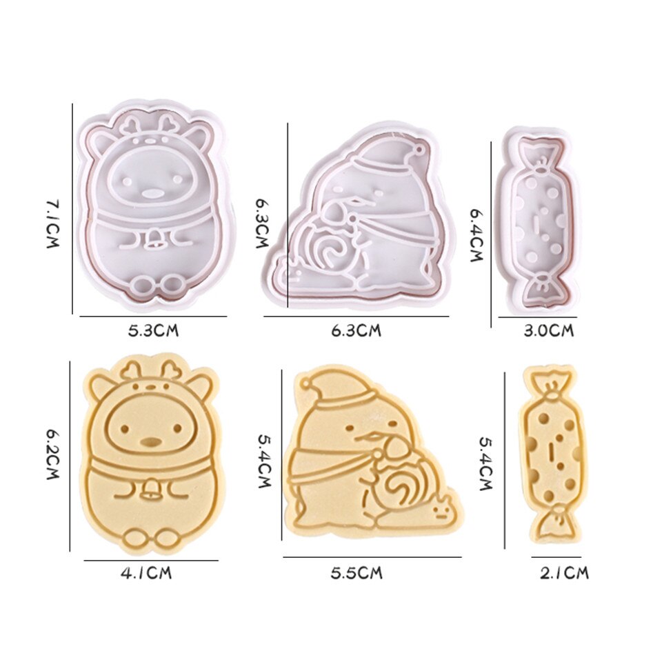 3Pcs Cookie Stempel Biscuit Mold 3D Plunger Halloween/Kerst Cookie Cutters Diy Bakvorm Kerst Formulieren Voor cookies: christmas B style