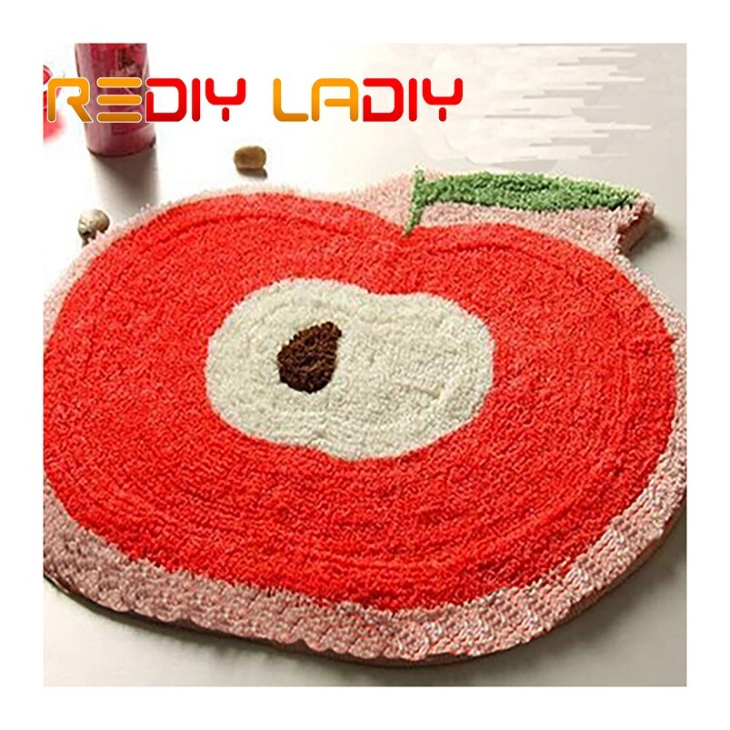 Kits de costura con aguja de lengüeta para alfombra, Alfombra de ganchillo, Alfombra de lana acrílica de Color verde manzana impresa, cojín de lona, tapiz de ganchillo, decoración de sofá: ZD059