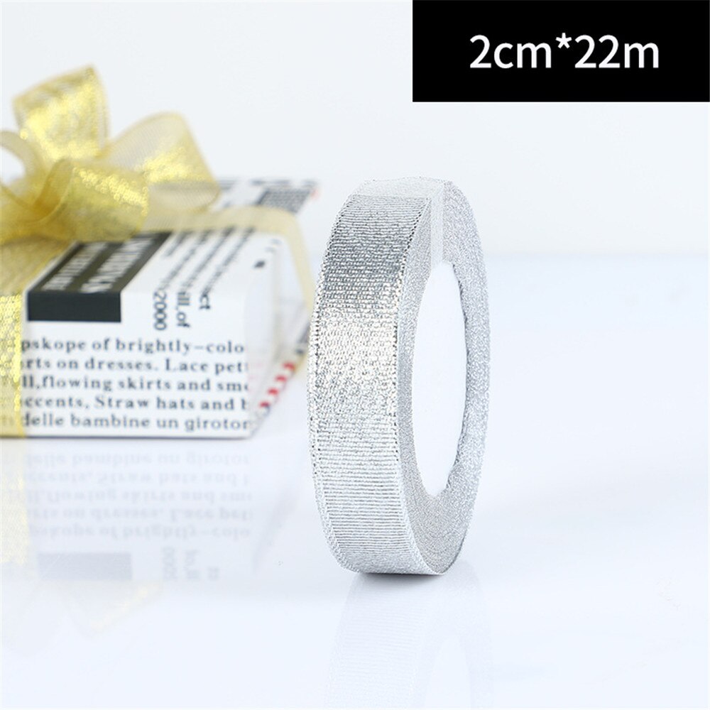 1Pc Silk Decorative Ribbon Glitter Onions Ribbons Wedding Cake Decoration Packaging Strips Christmas Party Supplies: 2cm silver