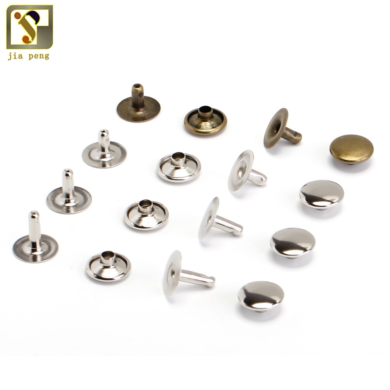 Juego de remaches dobles redondos de 12x8, 12x10, 12x12, clavos de Metal para bolso, correa, pulsera, zapatos de artesanía de cuero