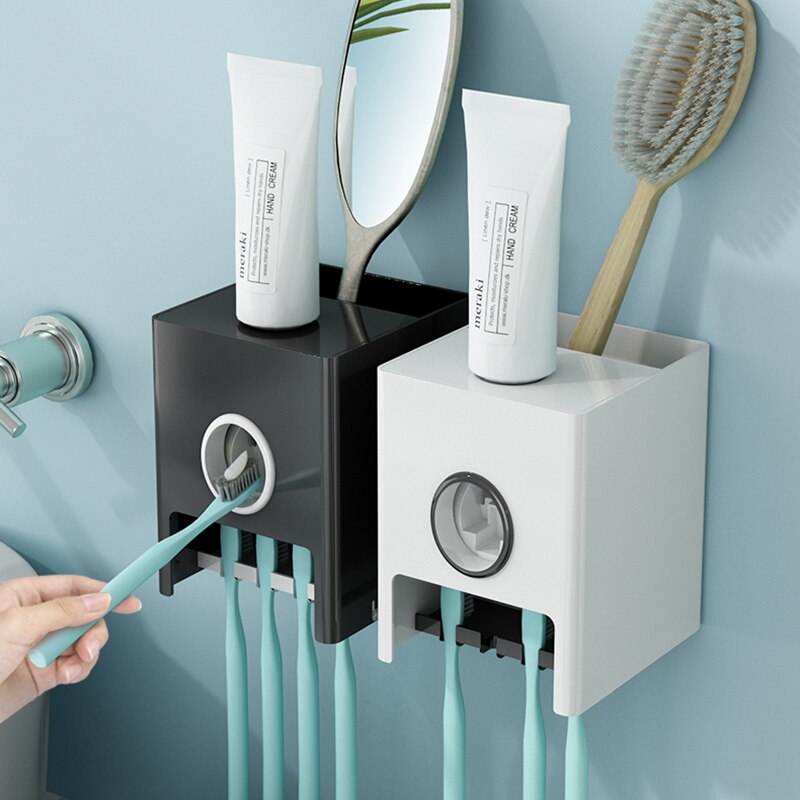 1Pc Automatic Toothpaste Dispenser Household Toothbrush Holder Toothpaste Squeezer Wall Mount Stand Rack Bathroom Accessories