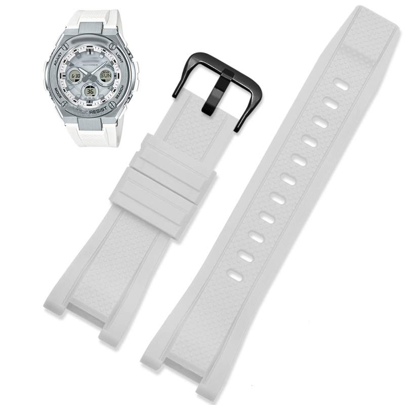 Gummi klokkerem for c-asio g-shock gst -210/w300/400g/b100 vanntett silikon stropper tilbehør 26*14mm