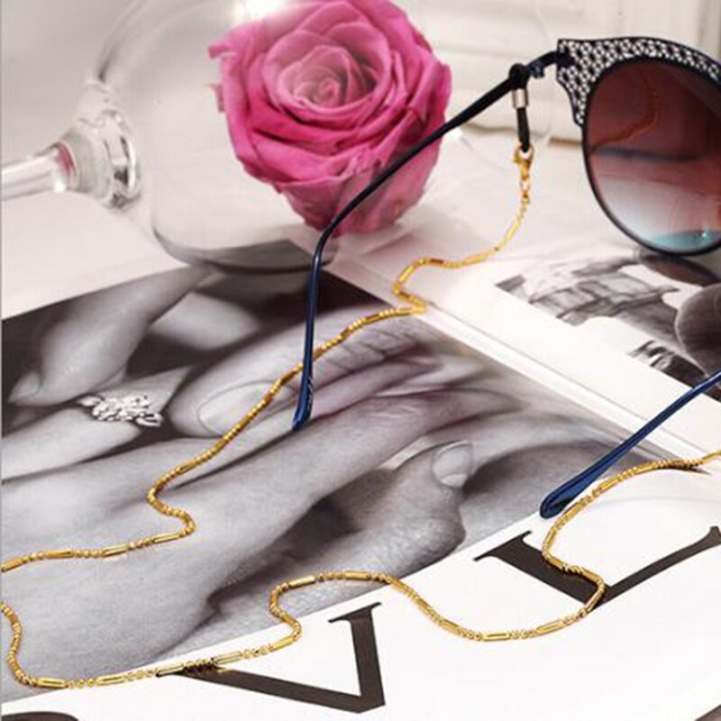 Cordón para gafas, cadena de cuentas, correa para gafas de sol, cordones informales, accesorios para gafas: Dorado