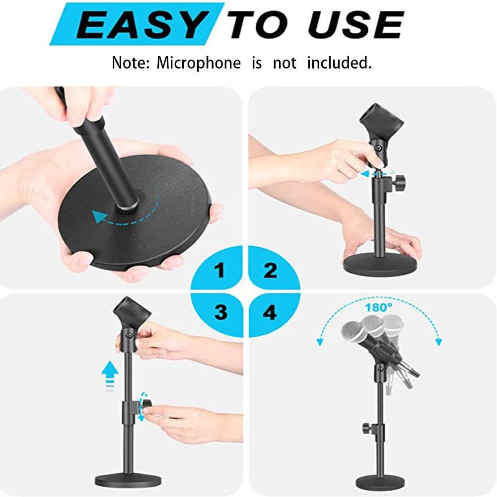 Microphone Stand Cell Phone Holder Phone Clip Mic Clamp Adjustable Table Mic Stand With Base For Conference Speech
