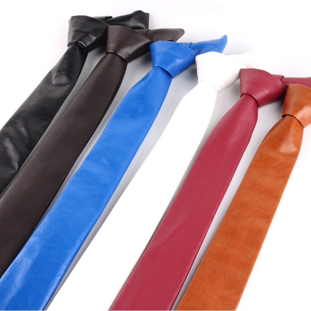 Cravates en cuir PU pour hommes, solide, à la , pour mariage, costume d&#39;affaires,