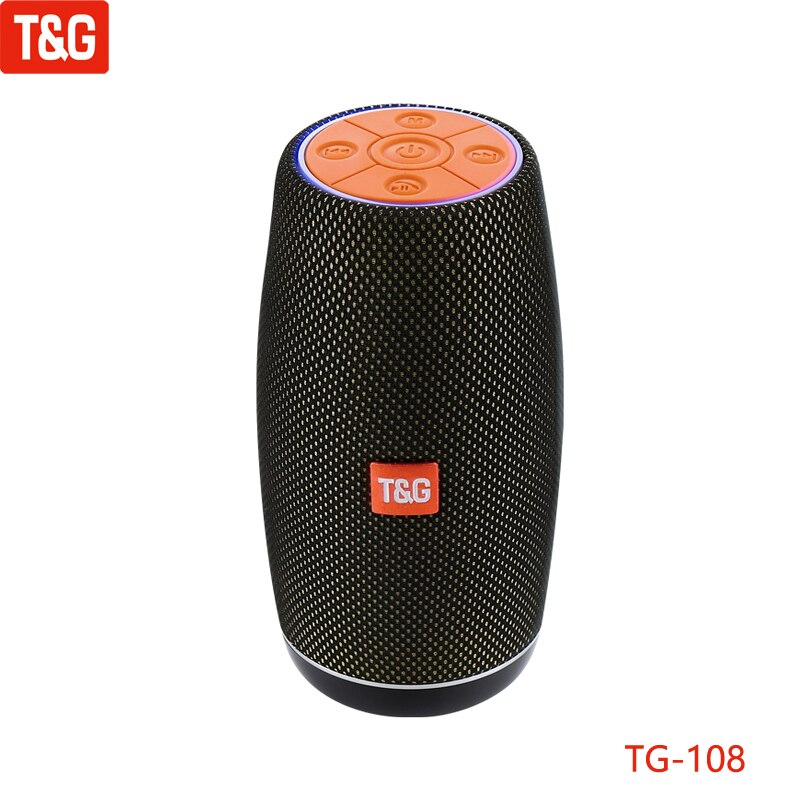 TG108 Stereo Wireless Bluetooth Outdoor Portable Card Fabric Audio Radio Subwoofer Speaker: Black