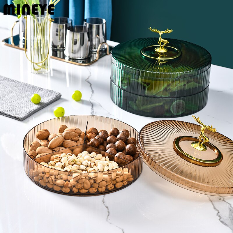 Transparent Candy and Nut Storage Container Luxury Snack Serving Tray with Lid Plastic Dry Fruit Dishes Parties Appetizer Dishes