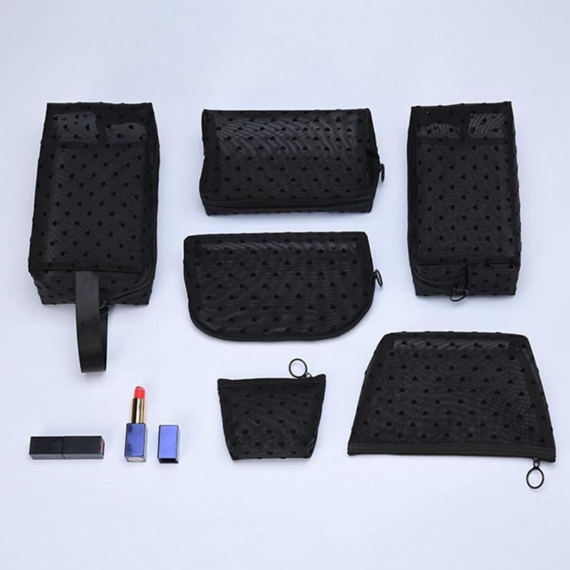Coofit 6 Teile/satz transparent Gittergewebe machen-hoch Taschen einstellen Multifunktionale tragbar Gittergewebe Mäppchen Kosmetik Tasche Für draussen Reise