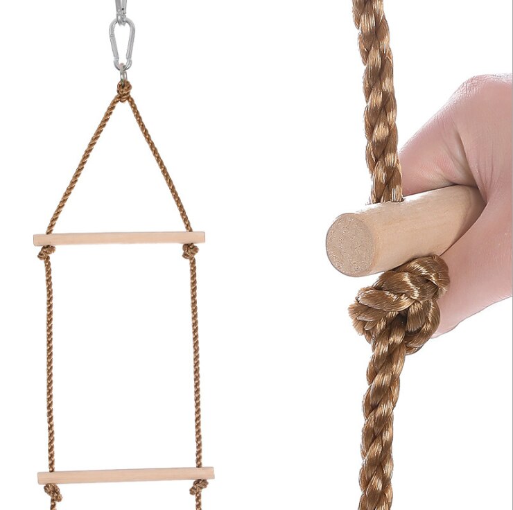 Wooden Swing Rope Ladder for Kids Climbing Game Hanging Ladder for Tree House, Playground, Play Set