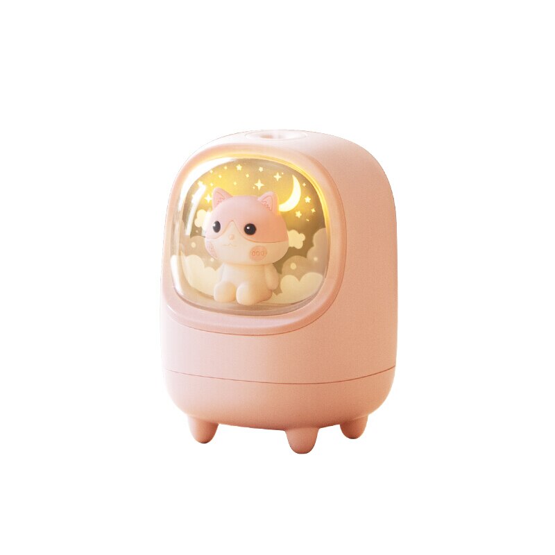M08/M23 350 / 200ML Evaporative Air Humidifier Wireless Space Capsule Cute Pet Mist Maker With LED Night Lamp: M23 Pink