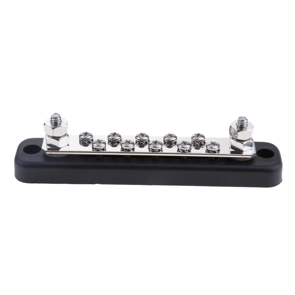 Auto Marine 100A Power Distribution Bus Bar Terminal Block 10 Screw + 2 Studs Excellent Electrical Busbar
