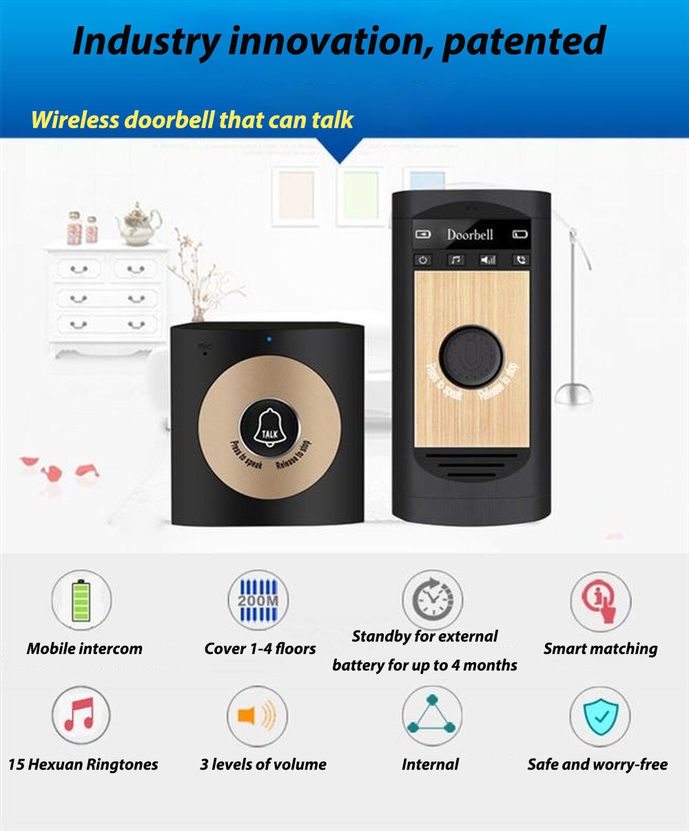 MEEYIH7a jeden nadajnik i dwa odbiorniki domowy bezprzewodowy dzwonek domofon głosowy dwukierunkowy domofon dla domu i biura