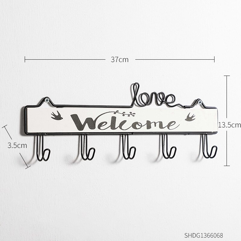 Rack Hooks Modern Silplicity Style Wooden Wall-mounted Shelving Coat Hook Storage Rack Home Decorative Key Hanger Coat Rack: White an black-L