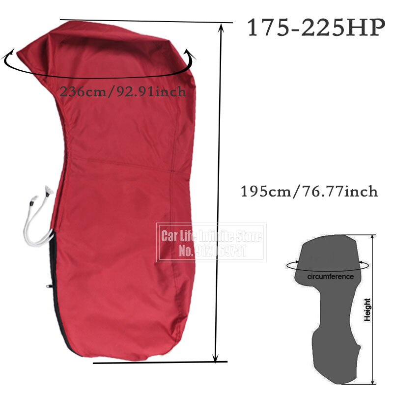 600D 6-225HP Boat Full Outboard Motor Engine Cover Protection Waterproof Sunshade Dust-proof For 6-225HP Motor Red: 175-225hp