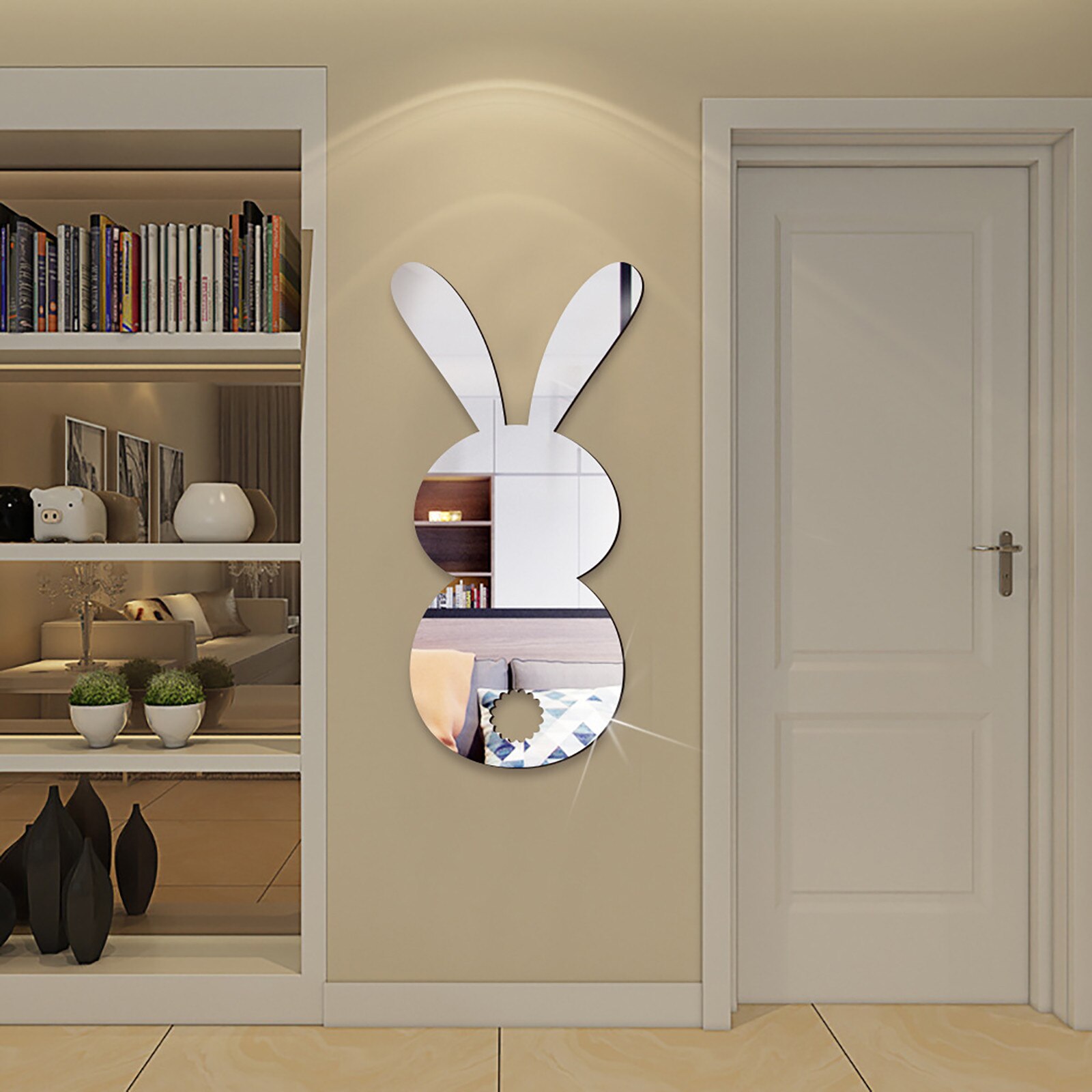 Diy Rubbit Bunny 3D Spiegel Muursticker Voor Woonkamer Art Home Decor Vinyl Decal Acryl Sticker Muurschildering Muur Decor pasen